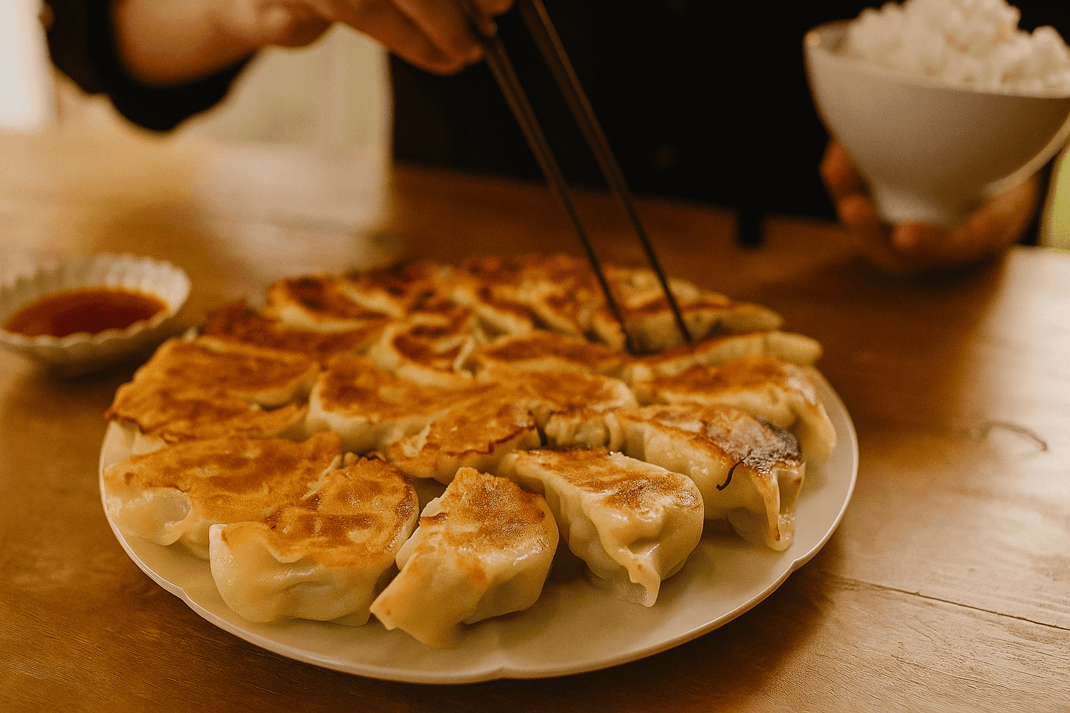カリカリでジューシー:王道焼き餃子
